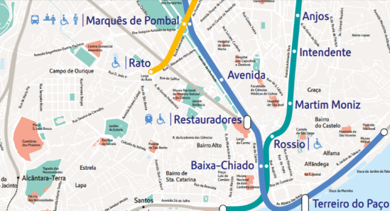 Mappe di Lisbona da stampare: metro, tram, autobus e traghetti